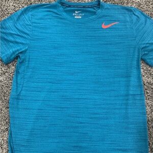 Nike Blue Dri-FIT Men's Shirt with Red Swoosh